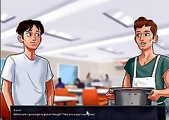 Summertime Saga, she gave him a handjob in the shower and cleaned him up.