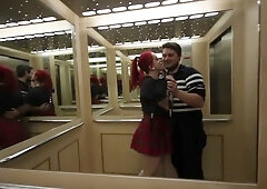 Tattooed redhead seduces her lover in a dimly lit Irish hotel