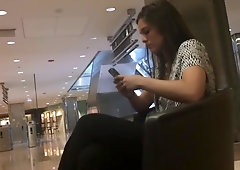 New girl Gina from marketing waits with me for a client