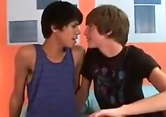 Beautiful ebony and ivory twinks make love