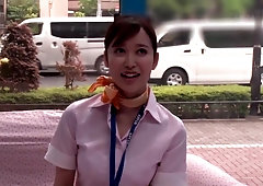 Japanese Asian flight attendant has hardcore sex in the hotel