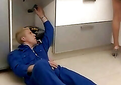 Sexy shemale maid  Maria sucking on a hard cock