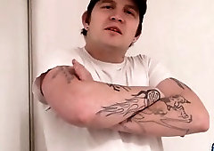 Straight stud Lex Lane enjoying mirror masturbation