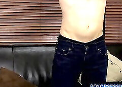 Big booty twink has a harsh masturbation session post interview