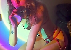 Busty amateur teen girl toying her pussy on webcam