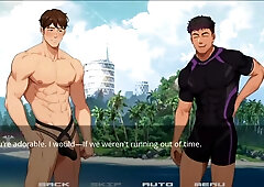 Sun and beach, Enjoying the city with her muscular boyfriend.