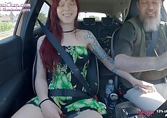Girl Putting On Remote Controlled Vibrator And Stimulated On Drive To Public Park