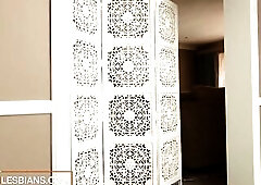 Black Hottie Oiling Up Big Tits Lesbian & Making Her Squirt!