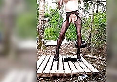 disrobe in the woods with cum