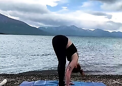 Relaxing full body stretching and yoga outdoors with Siri