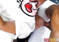 Breasty Colombian Honey Overspread In Drool After Sloppy Oral sex On Massive White Wang