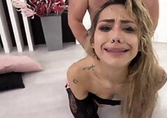 Amateur chick bent over for triple penetration, smelly pussy soaked in cum as anal creampies and sperm-covered lips end the wildest gangbang night