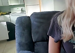Blonde caught masturbating by repairman walks in