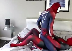 Deadpool and Spiderman Fuck and Jack Off