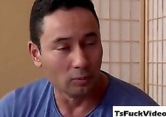 Tranny Kayleigh Coxx bends over to take Gabriels dick