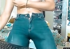 Latina TS cannot hold monstercock in pants