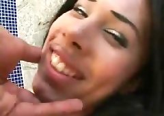 Hot latina chick enjoy fucking with muscle guy