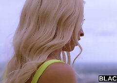 Slim trio of girls got fun with six black guys on the terrace