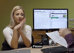 European brunette mounts her interviewer on the office desk during a private casting session