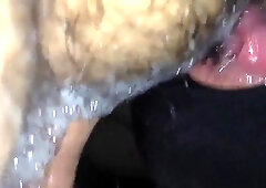 Sucking cock and playing with my friends cum