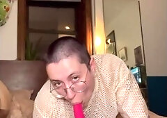 Close-up Dildo Ride - Non-binary Ftm Twink With A Huge Fat Ass