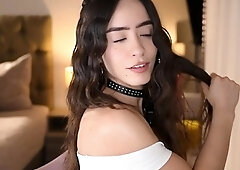 Cute curly brunette solo webcam masturbation