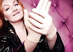 ASMR: latex gloves medical fetish sounding - mother I'd like to fuck in ebony shiny garments PVC coat