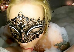 Blue eyed golden-haired gives MOST GOOD Unfathomable Mouth fellatio in a bubble washroom