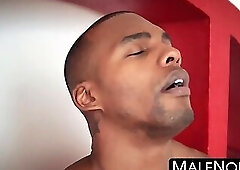 Handsome black hunk Jacen Zhu strokes his monster BBC and cums hard