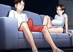 Debbie gives Anon's biggest monster knob a surprise footjob - summertime saga gameplay