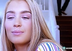 Anastasia Knight and Logan Long take on a massive white cock and get filled with hot jizz