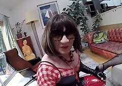 Crossdresser in PVC boots gets banged by a transgender princess