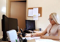 Assistant's bushy young beaver ravaged amazingly by her boss