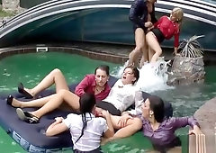 The poolside fuck party moves into the