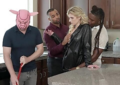 Big-boobed blonde Hyley Winters fucked by two lucky black men