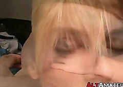 Ass rammed punk likes the taste of big dick