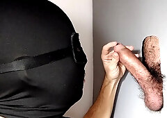 Male With Hairy Cock Returns To Gloryhole After Going Out Of Work Super Cumshot In The Mouth