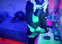 Femboy maid is rewarded with a cake, but has to come out of her purity and put your milk to munch it