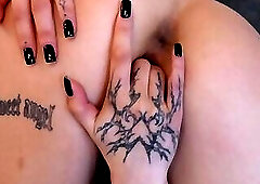 Inked Brunette Goes Insane Masturbating