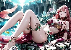 From the dreamy underwater courtyard to the magnificent golden throne, the pink-haired mermaid queen glides throughout light and fish, delivering a qu