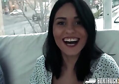 We lucked out this day! Whilst parking our truck to pick up some supplies, we catch this ravishing raven-haired angel walking across the parking lot.