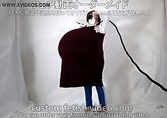 Balloon fetish for inflating balloons in clothes