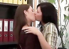 Zara and lulu make out at a job... With some tongue kisses...