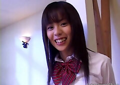 Squirting Asian scholgirl is pounded with toy