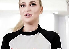 Blond beauty with green eyes, Blake Blossom has giant marvelous natural boobs to turn on Brickzilla's large knob willing to bang her vagina in ha