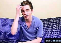 Before inserting fingers into his ass Twink conducted an interview