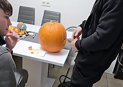Gay Boys Have Fun: We Fuck The Halloween Pumpkin And Cum On It