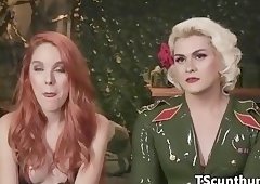 Stockinged transgender fucking hairy pussy