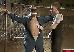 The bound stud Connor Patricks endures feet tickling and postorgasmic torment