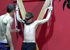 Male slave endures sexual spanking and claming in real maledom experience